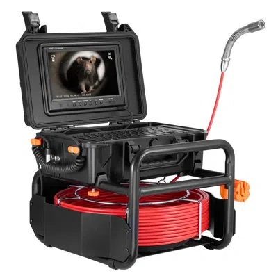 Vevor Sewer Camera 165 Ft/50m Self-leveling Drain Camera With 512hz Transmitter In Black