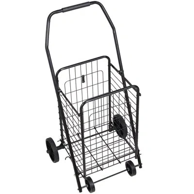 Vevor Shopping Cart, Folding Grocery Utility Cart With Swivel Wheels, 90 Lbs Large Load Capacity, Heavy Du