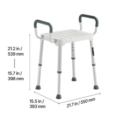 Vevor Shower Chair With Armrest, 6-level Height Adjustable Bath Seat For Inside Shower Or Tubs, Non-slip B In White