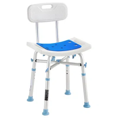 Vevor Shower Chair With Backrest, 500lbs Capacity Heavy-duty Bath Seat For Inside Shower Or Tubs, 3-level  In Blue