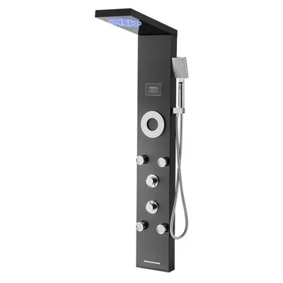 Vevor Shower Panel Tower System Stainless Steel Column Rainfall Head Massage Jet 6mode In Natural