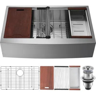 Vevor Single Bowl Stainless Steel Kitchen Sink In Silver