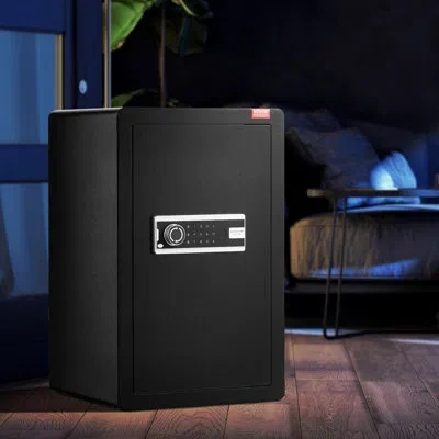 Vevor Single Door 4 Cu.ft Safe Box With Key Lock & Password Led Light In Satin Black
