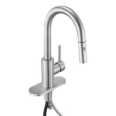 Vevor Single Handle Sink Faucet Brushed Nickel Pull-down Kitchen Sink Faucet In Silver