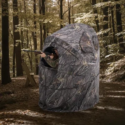 Vevor Single Person Portable Hunting Blind Ground Deer Duck Blind With Carrying Bag In Brown;green