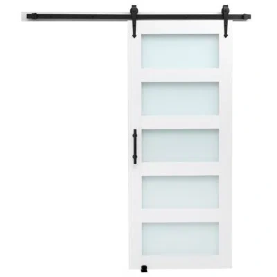 Vevor Sliding Barn Door With Hardware Kit Mdf Panel Frosted Glass