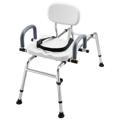 Vevor Sliding Shower Chair, 400 Lbs Tub Transfer Bench For Bathtub With Swivel Seat, Shower Bench With Piv In Silver