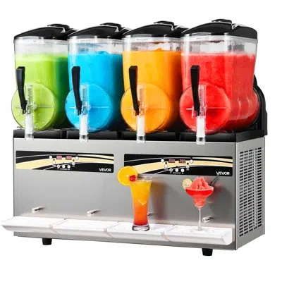 Vevor Slushie Machine, 12l/3.17gal X 4 Tank Commercial Slushy Maker, Frozen Drink Maker With Self-cleaning In Clear;silver;black