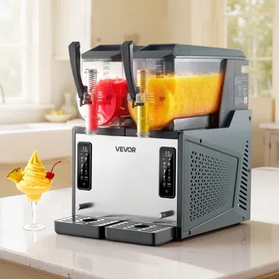 Vevor Slushie Machine, 4l/135oz X 2 Tank Slushy Machine For Home, No Ice Needed Frozen Drink Maker, Margar In Gray