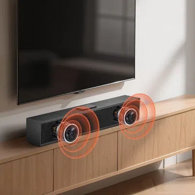 Vevor Sound Bar For Smart Tv, 2.0 Channel, 24-inch Compact Soundbar Tv Speakers For Projector, Bluetooth A In Black