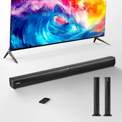 Vevor Sound Bar For Smart Tv, 2.0 Channel, 32-inch 2 In 1 Detachable Soundbar Tv Speakers, With Bluetooth  In Black