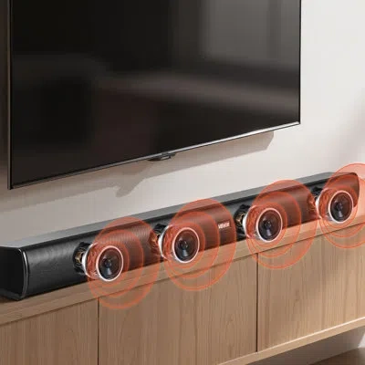 Vevor Sound Bar For Smart Tv, 2.1 Channel, 35-inch Compact Soundbar Tv Speakers With Built-in Subwoofer Fo In Black