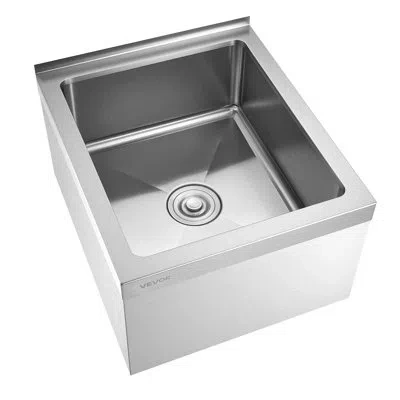 Vevor Stainless Steel Floor Mop Sink 22.05 X 18.97 X 12.99 In With Backsplash And Filter In Silver