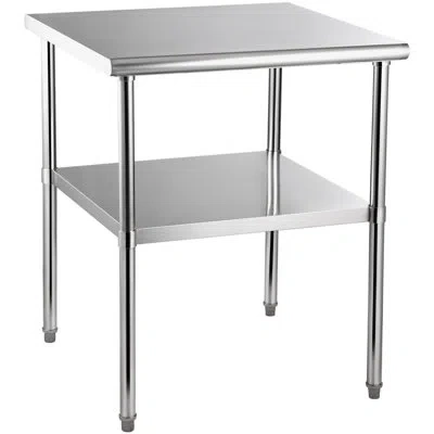 Vevor Stainless Steel Prep Table, 30 X 30 X 36 Inch, 800lbs Load Capacity Heavy-duty Metal Worktable With  In Silver