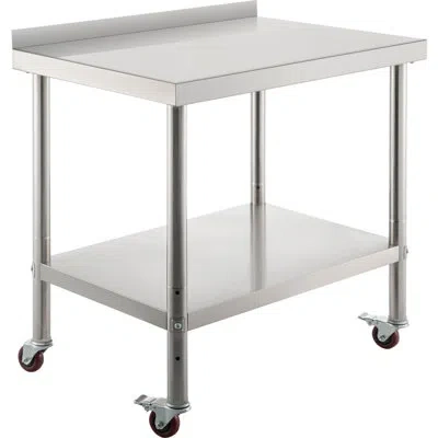 Vevor Stainless Steel Prep Table, 36 X 24 X 35 Inch, 440lbs Load Capacity Heavy-duty Metal Worktable With  In White