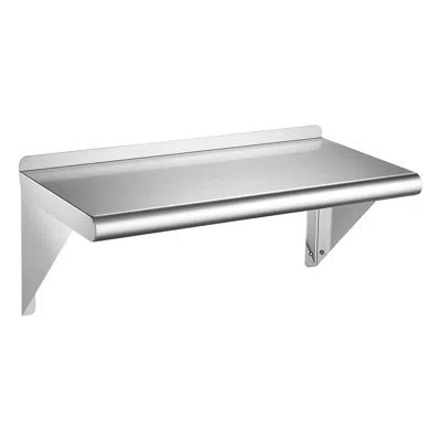Vevor Stainless Steel Shelf 12" X 24" Commercial Wall Mount Floating Shelf, Heavy-duty Storage Rack With B In Silver