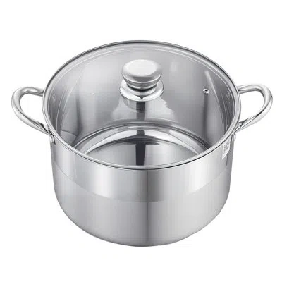 Vevor Stainless Steel Stock Pot, 12-quart Stainless Steel Stockpot With Glass Lid, Pfoa-free, Pfas-free, C In Silver