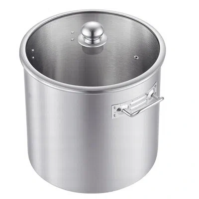 Vevor Stainless Steel Stock Pot, 21-quart Stainless Steel Stockpot With Glass Lid, Pfoa-free, Pfas-free, C In Silver
