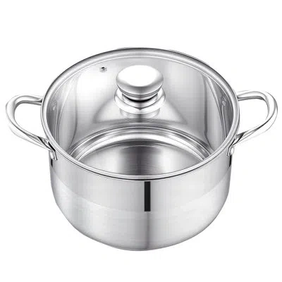 Vevor Stainless Steel Stock Pot, 8-quart Stainless Steel Stockpot With Glass Lid, Pfoa-free, Pfas-free, Co In Silver