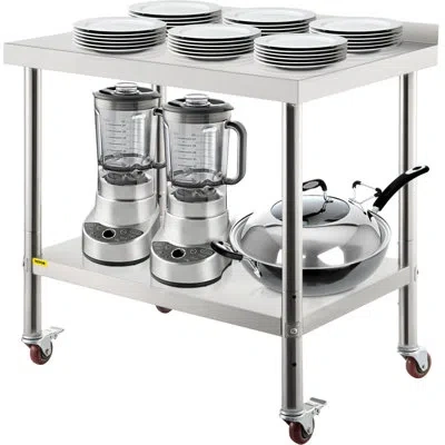 Vevor Stainless Steel Top Workbench In Silver
