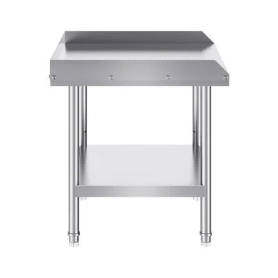 Vevor Stainless Steel Work Table, 24 X 24 X 26 Inch Commercial Food Prep Worktable, 3-sided Backsplash Hea In Silver