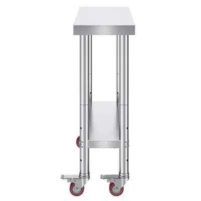 Vevor Stainless Steel Work Table 30 X 12 X 34 Inch, 700 Lbs Load Capacity With 4 Wheels, 3 Adjustable Heig In Silver