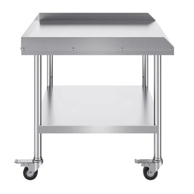 Vevor Stainless Steel Work Table, 30 X 36 X 30 Inch Commercial Food Prep Worktable With 4 Wheels, 3-sided  In Silver