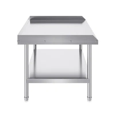 Vevor Stainless Steel Work Table, 30 X 48 X 26 Inch Commercial Food Prep Worktable, 3-sided Backsplash Hea In Gray