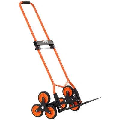 Vevor Stair Climbing Cart, 120 Lbs Stair-climbing Capacity, Portable Folding Trolley Cart With Telescoping In Black;orange