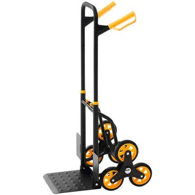 Vevor Stair Climbing Cart, 330 Lbs Stair-climbing Capacity, Heavy-duty Folding Trolley Cart With Telescopi In Black;orange