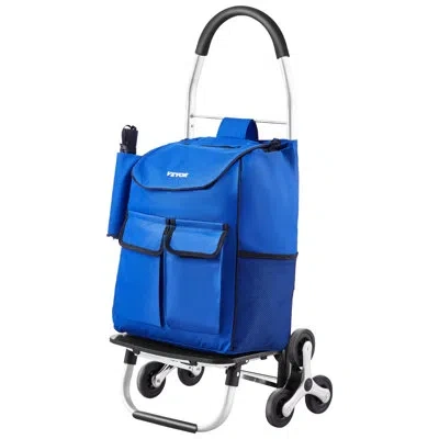 Vevor Stair Climbing Cart Foldable Shopping Cart 36l With 6 Wheels Storage Bag In Blue;gray