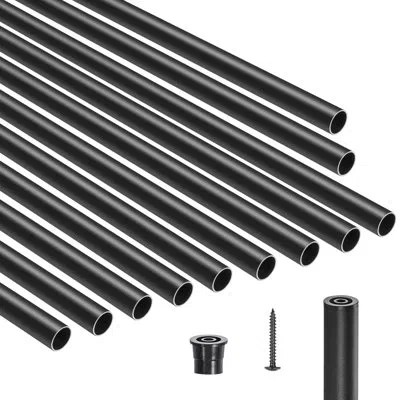 Vevor Staircase Balusters 51 Pack, 36 In Aluminum Stair Balusters, 3/4 In Water-proof Round Metal Spindle  In Black
