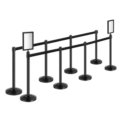 Vevor Stanchion Post, Stanchions With Retractable Belts, Carbon Steel Black Stanchions Queue With Sand Inj