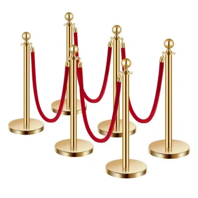 Vevor Stanchions And Velvet Ropes, Hollow Base With Stainless Steel Post, Red Velvet Ropes And Posts, Crow In Gold;red
