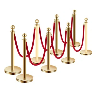 Vevor Stanchions And Velvet Ropes, Hollow Base With Stainless Steel Post, Red Velvet Ropes And Posts, Crow In Gold;red