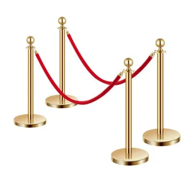 Vevor Stanchions And Velvet Ropes, Hollow Base With Stainless Steel Post, Red Velvet Ropes And Posts, Crow In Gold;red
