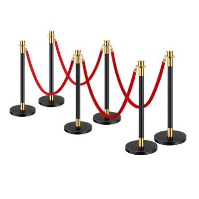 Vevor Stanchions And Velvet Ropes,crowd Control Barriers With Red Velvet Ropes, Stainless Steel Stanchion  In Gold;black;red