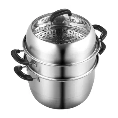 Vevor Steamer Pot 11in/28cm, 3 Tier Steamer Pot For Cooking With 8.5qt Stock Pot, Vegetable Steamer & 2 St
