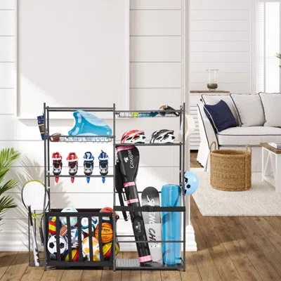 Vevor Steel Freestanding Adjustable Multi-use Sports Rack In Black