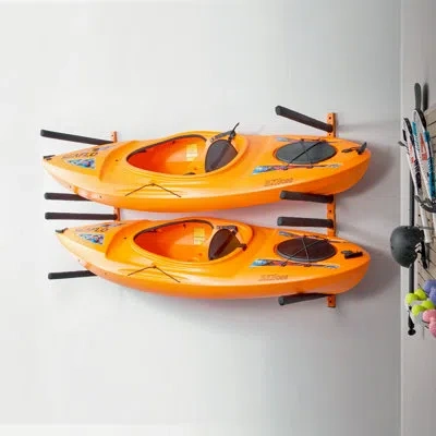 Vevor Steel Wall Mounted Adjustable Kayak Rack In Black;orange