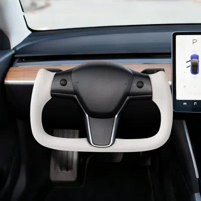 Vevor Steering Wheel For 2016-2023 Tesla Model 3, Carbon Fiber Steering Wheel D-shaped Flat-bottom With He In Black,white
