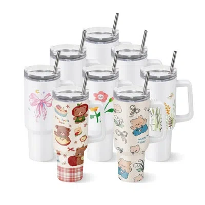 Vevor Sublimation Tumblers, 40 oz Tumblers Bulk With Handle, Stainless Steel Sublimation Cups With Lids An In White