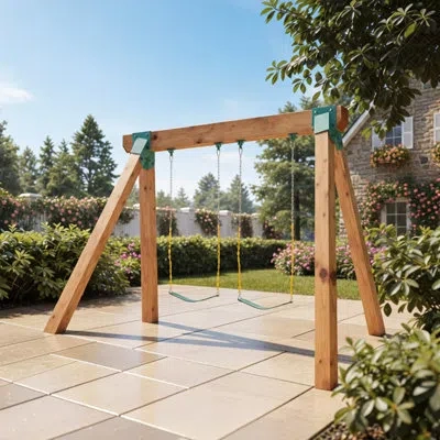 Vevor Swing Set Brackets, Heavy-duty A-frame Set Hardware, With 2 A-frame Swing Brackets & 2 Seats & 4 Han In Green
