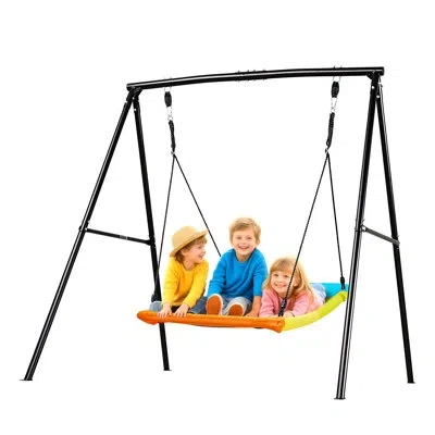 Vevor Swing Set For Backyard, 60 X 32 In Swing Seat With Heavy Duty A-frame Metal Stand, 440 Lbs Load Capa In Black