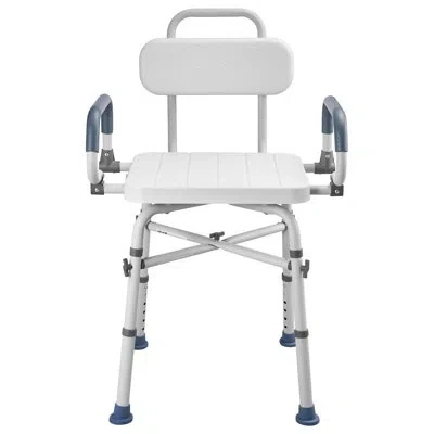 Vevor Swivel Shower Chair With Arms And Back, 500 Lbs Heavy Duty Bench Seat For Inside Shower Stall And Ba In Natural