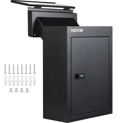 Vevor Through The Wall Drop Box, 12.5''''x6.3''''x16.9'''' Mail Drop Box W/adjustable Chute, Deposit Drop  In Black