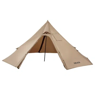 Vevor Tipi Hot Tent With Stove Jack Waterproof Portable For 2 Persons Camping In Brown