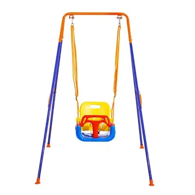 Vevor Toddler Swing And Jumper, 2 In 1 Swing Set And Bouncer, Thick Plastic Seat With Foldable A-frame Met In Blue;red;orange