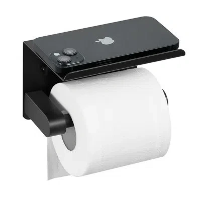 Vevor Toilet Paper Holder With Shelf Mega Rolls Wall Mounted Toilet Roll Holder In Matte Black