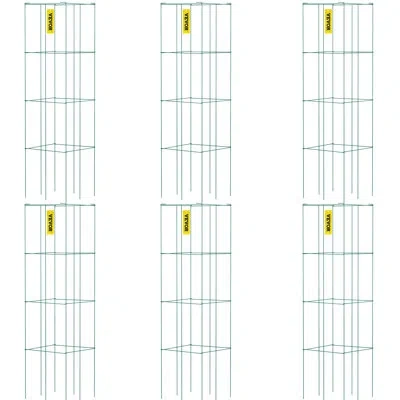 Vevor Tomato Cages, 14.6' X 14.6' X 39.4', 6 Packs Square Plant Support Cages, Green Pvc-coated Steel Toma